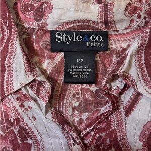 Style & Co. Women's Red Button Down Shirt